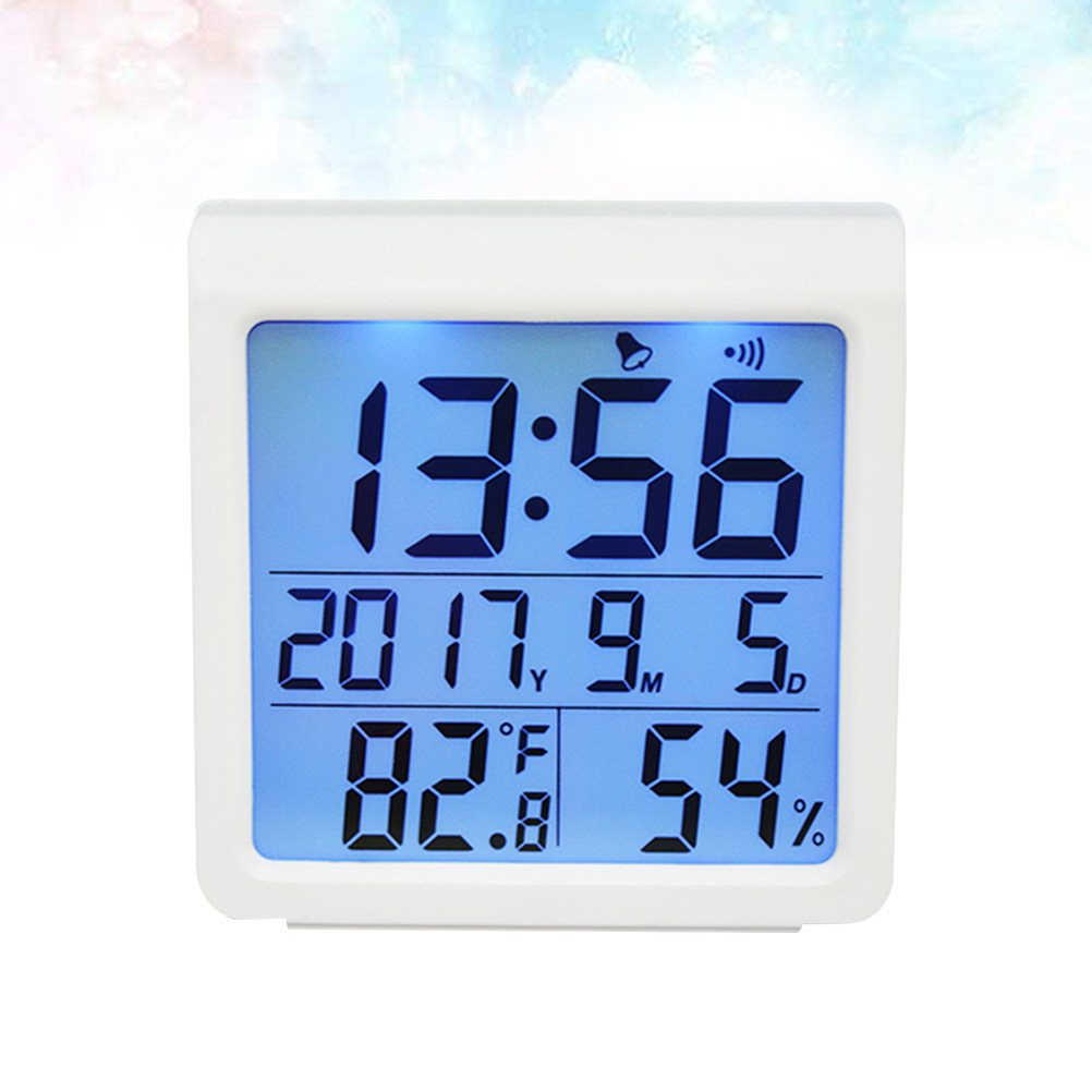 Digital Alarm Clock - Digital Household Backlight Hygrometer White Standing