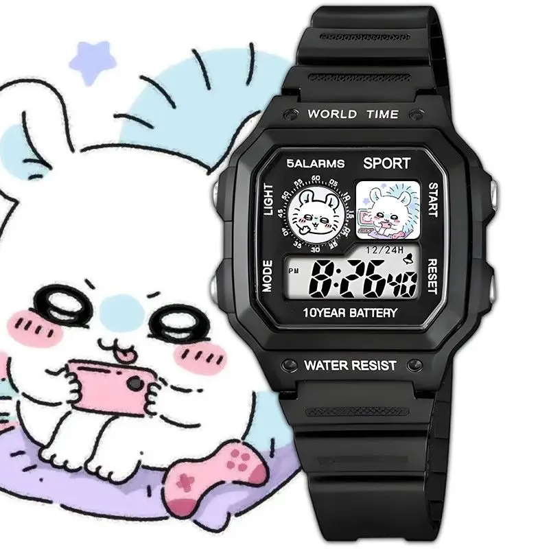 Cute Chiikawa Printed Square D - Digital Alarm Clock ulasan dan harga